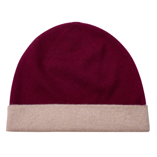 Wine Cashmere Two Way Beanie
