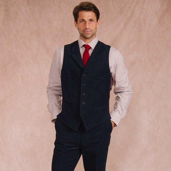 Navy Keighley Moleskin Waistcoat