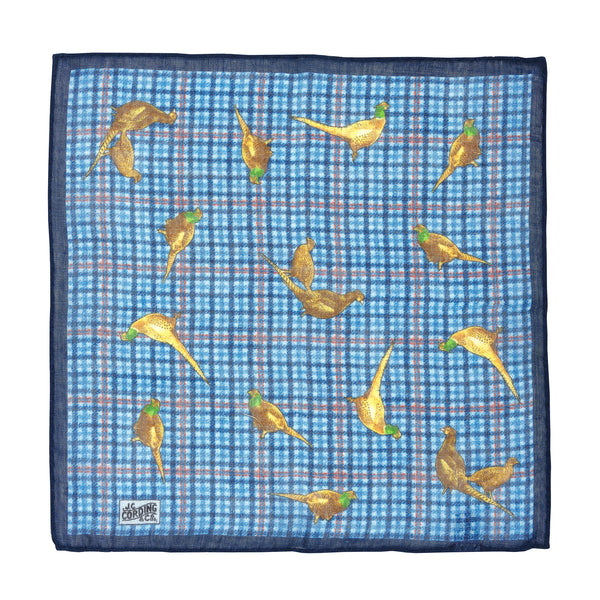 Blue Checked Pheasant Wool & Silk Hank