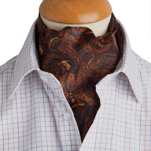 Orange Pheasant Silk Cravat