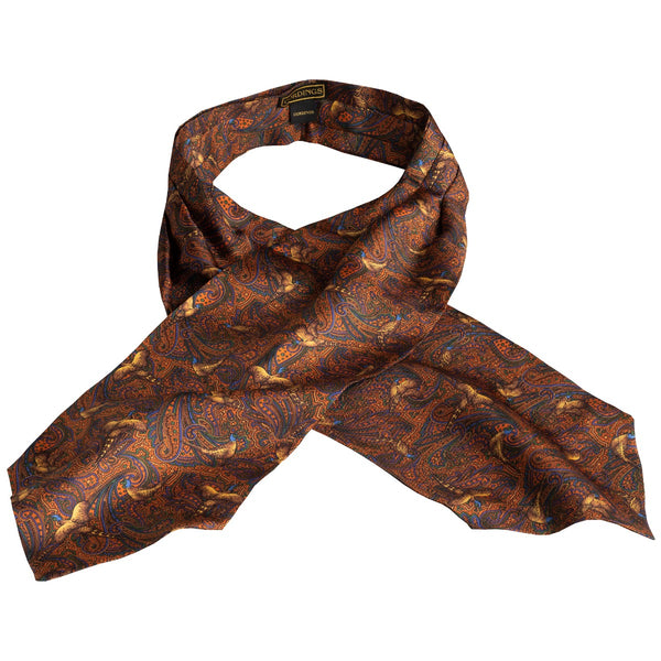Orange Pheasant Silk Cravat