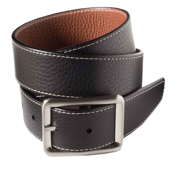 Black Brown Calf Grain Reversible Leather Belt