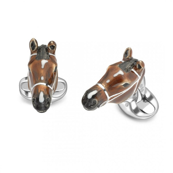 Silver Lucky Horse Head Cufflinks