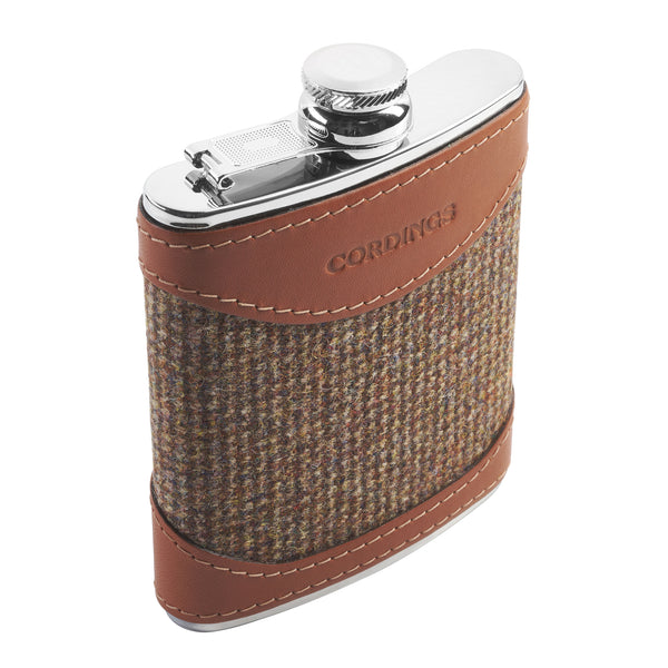 Hunting Tweed Leather 6oz Flask