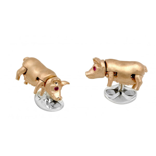 Silver Pig In Muck Cufflinks