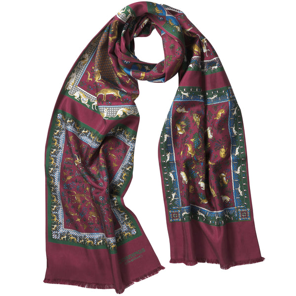 Wine Woodland Madder Silk Scarf