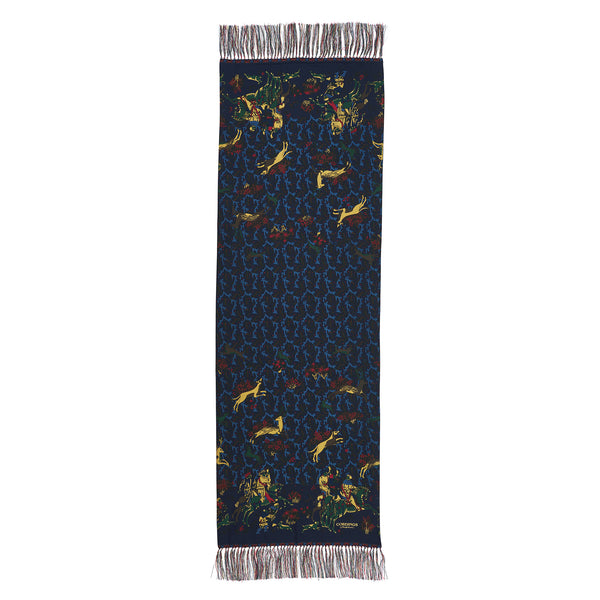 Navy Medieval Hunting Silk Scarf
