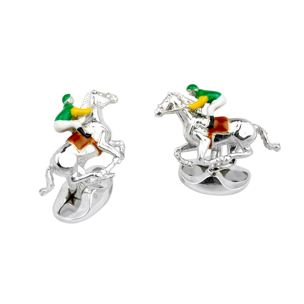 Jockey and Horse Silver Cufflinks