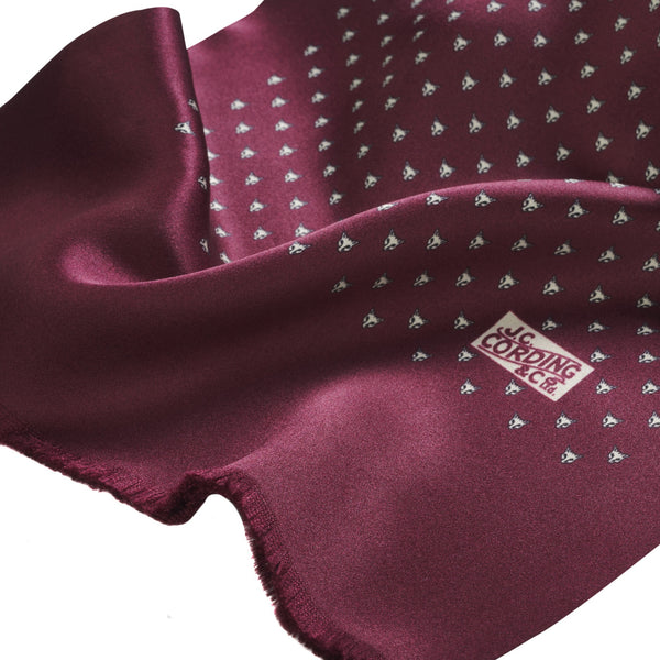 Burgundy Silk Fox Head Scarf