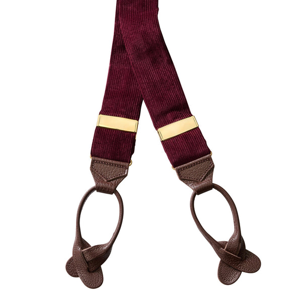 Plum Fine Cord Braces