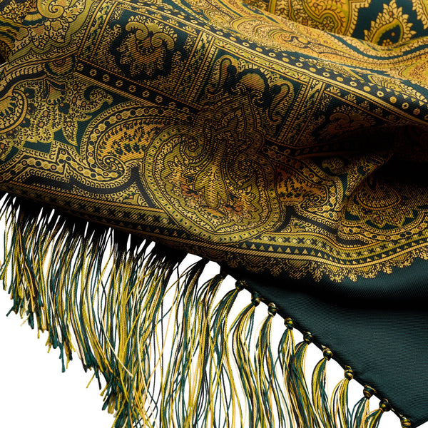 Hunter Green and Gold Madder Silk Scarf