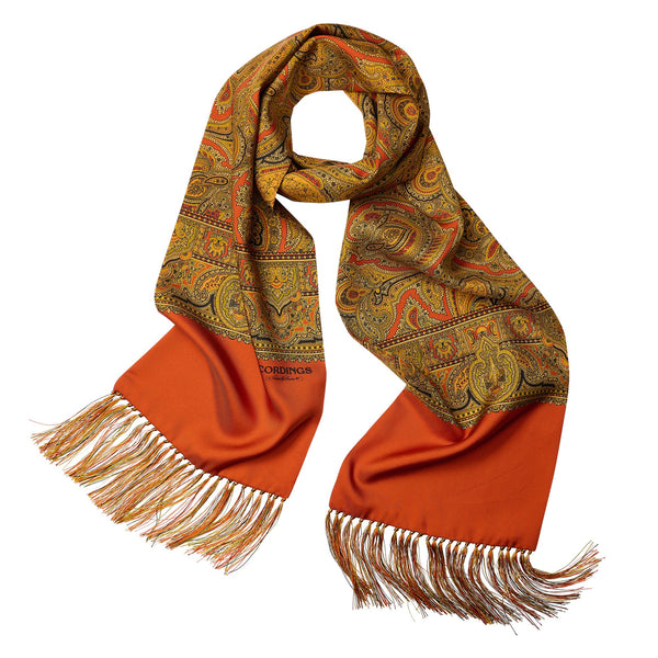 Rust and Gold Madder Silk Scarf