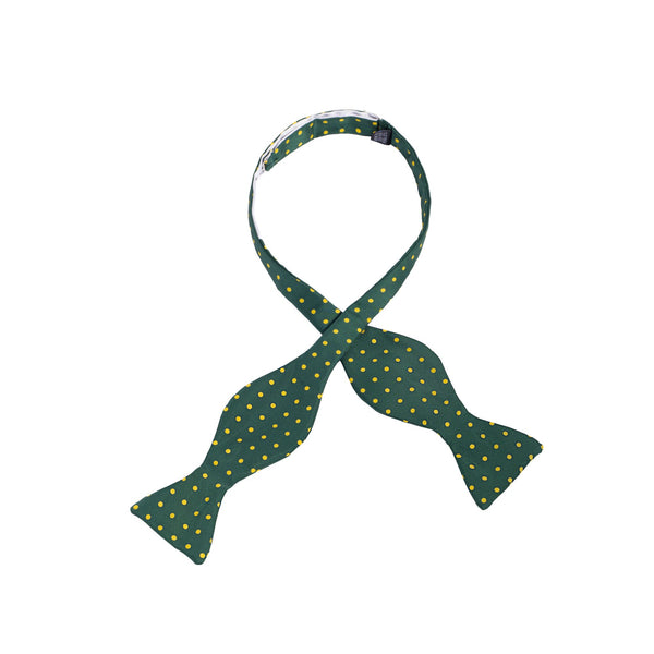Green & Yellow Spot Silk Bow Tie