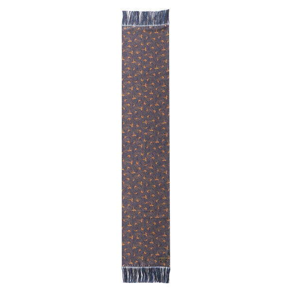 Navy Hand Fringed Pheasant Scarf