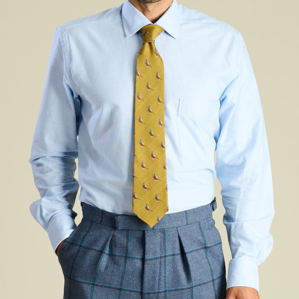 Gold Pheasant Woven Wool Silk Tie