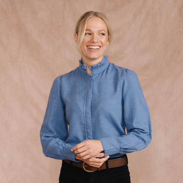 Blue Willow Frill Collar Blouse