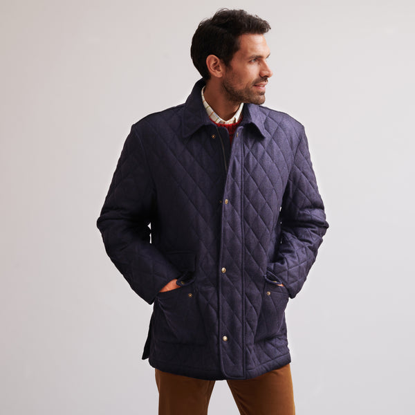 Navy Shetland Tweed Paddock Jacket