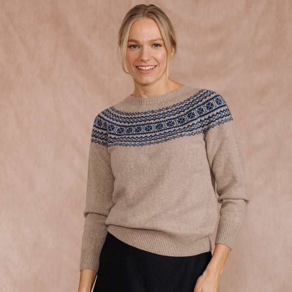 Blue Two Tone Fairisle Crew Neck
