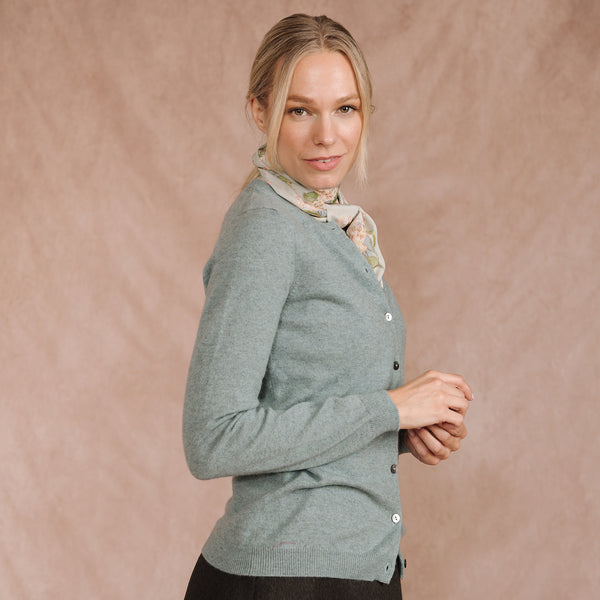 Green Classic Cashmere Cardigan