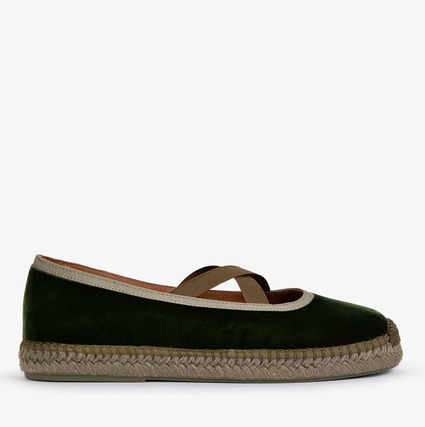 Penelope Chilvers Khaki Chico Velvet Espadrilles
