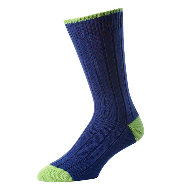 Blue Green Cotton Heel & Toe Socks