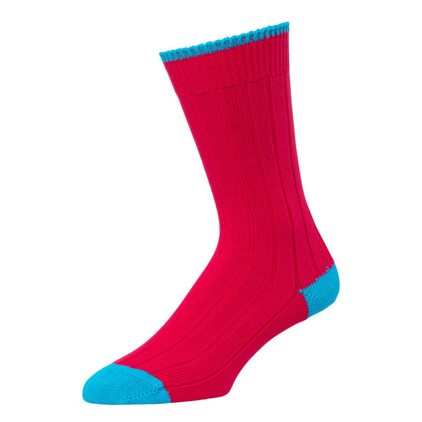 Red Teal Cotton Heel & Toe Socks
