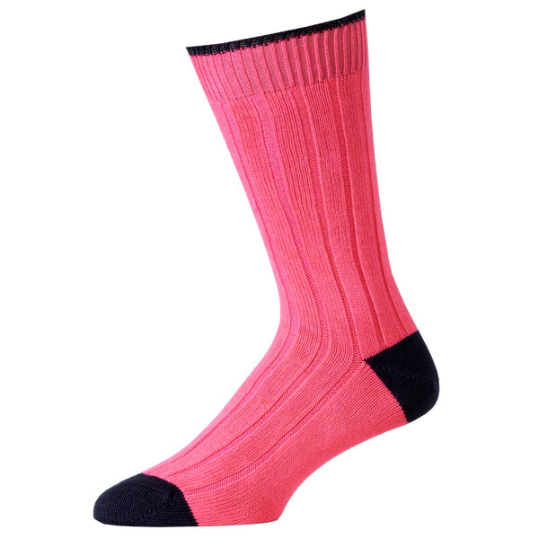 Pink Navy Cotton Heel & Toe Socks