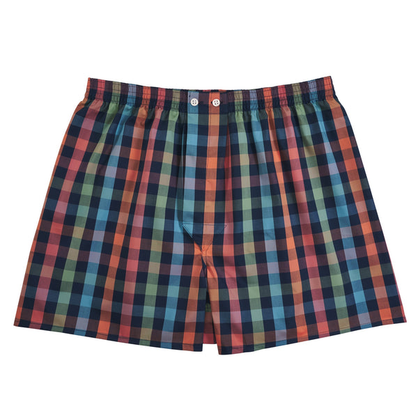 Green & Orange Check Bath Boxer Shorts