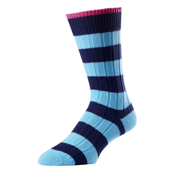 Navy Light Blue Highgate Stripe Sock