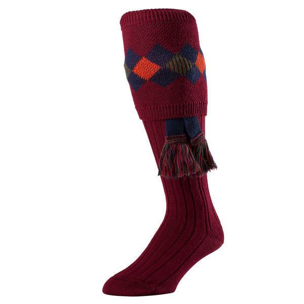 Burgundy Argyle Shooting Stocking