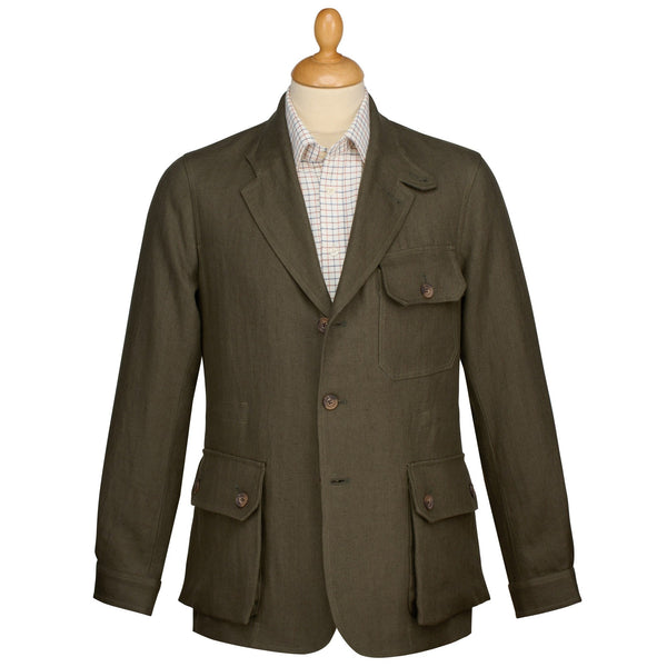 Olive Green Kemsing Linen Jacket