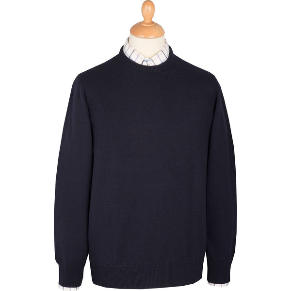 Navy Blue Lambswool Crewneck Jumper