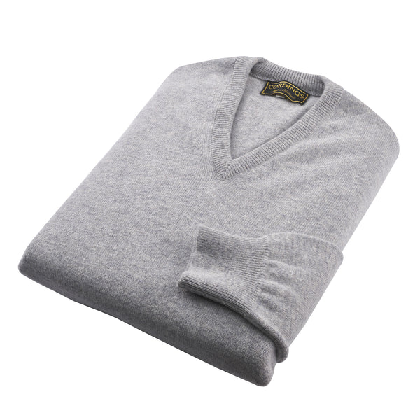 Light Grey Lambswool V-Neck Jumper