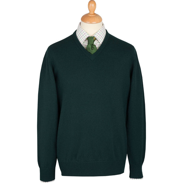 Tartan Green Lambswool V-Neck
