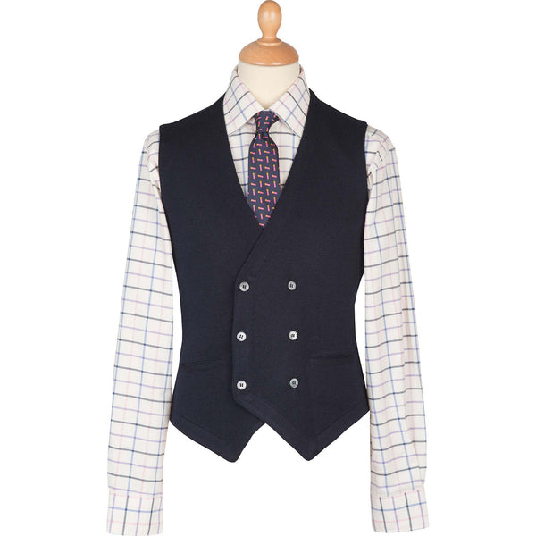 Navy Double Breasted Merino Waistcoat