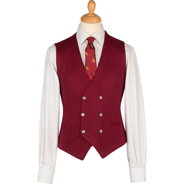Wine Double Breasted Merino Waistcoat