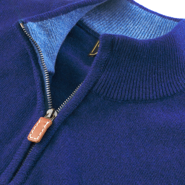 Blue 1/4 Zip Lambswool Jumper
