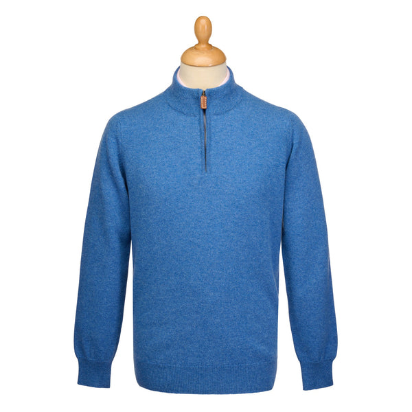 Blue Marl 1/4 Zip Lambswool Jumper