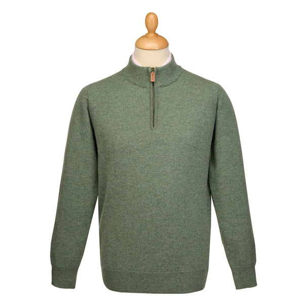 Moss Green 1/4 Zip Lambswool Jumper