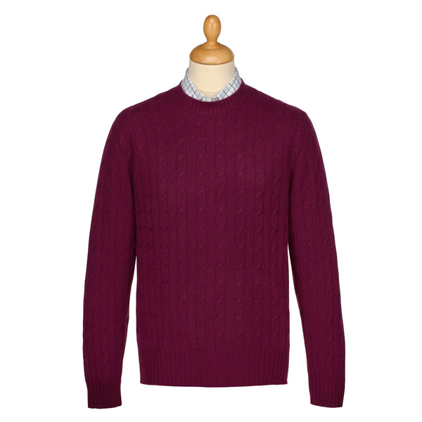 Burgundy Cashmere Cable Crewneck