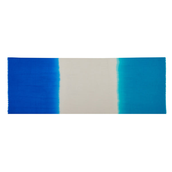 Blue Three Tone Silk & Wool Scarf