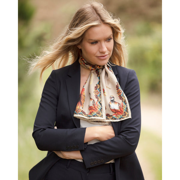Toffee Heads or Tails Silk Narrow Scarf