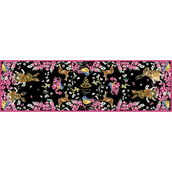 Oopsie Daisy Ebony Black Narrow Silk Scarf