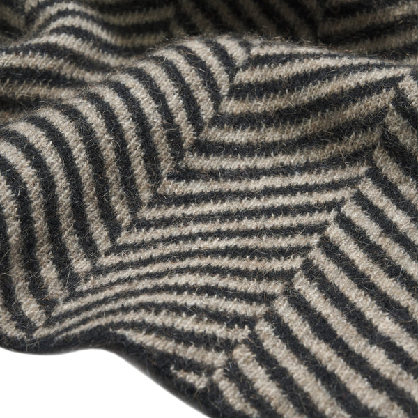 Black & Cream Possum Merino Chevron Scarf