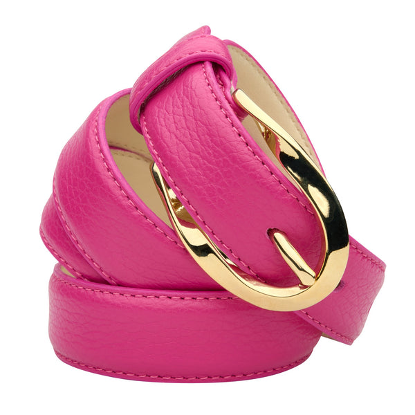 Classic Leather Pink Twist Belt