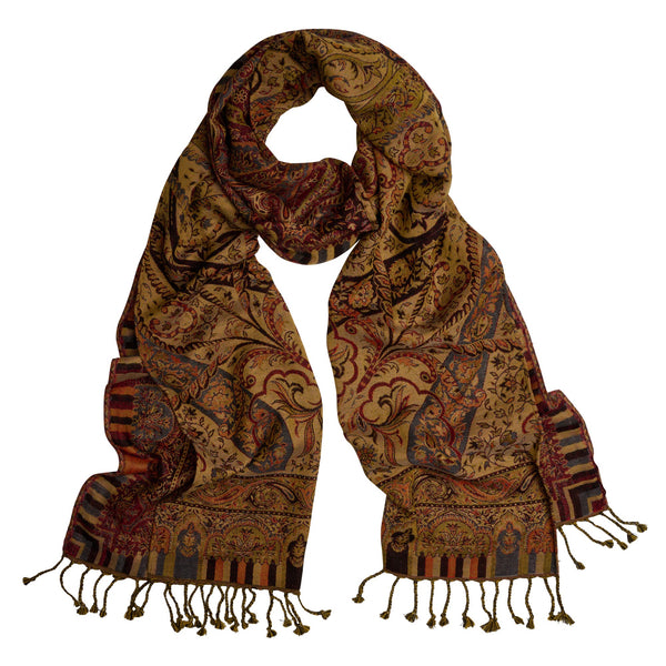 Red Jacquard T.ba Wool Scarf