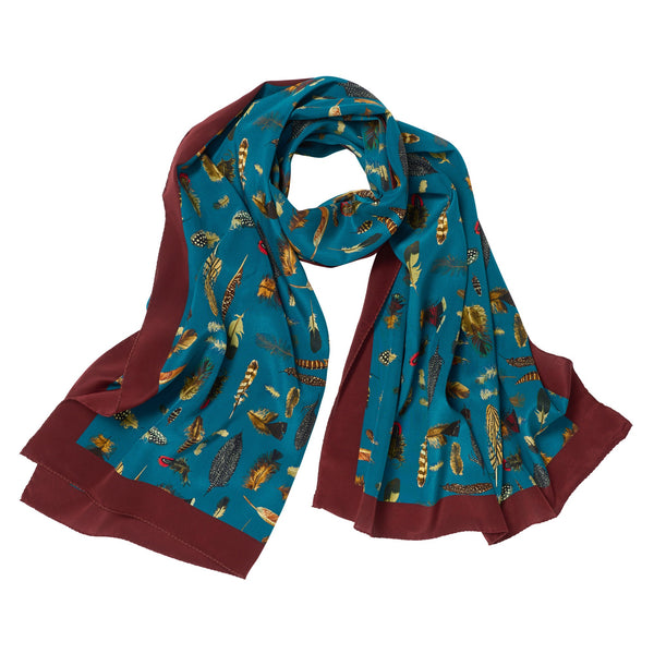Amherst Feathers Crepe De Chine Scarf made with Liberty Fabric