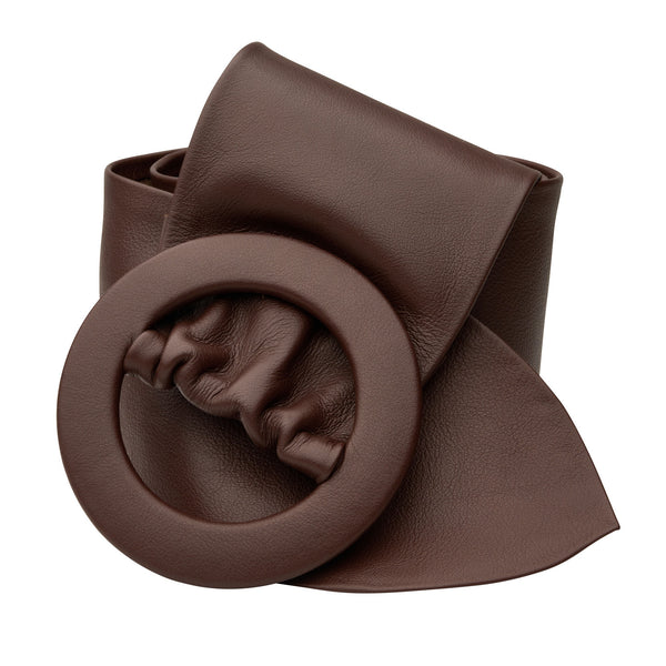 Chocolate High Waist Leather Curve Belt