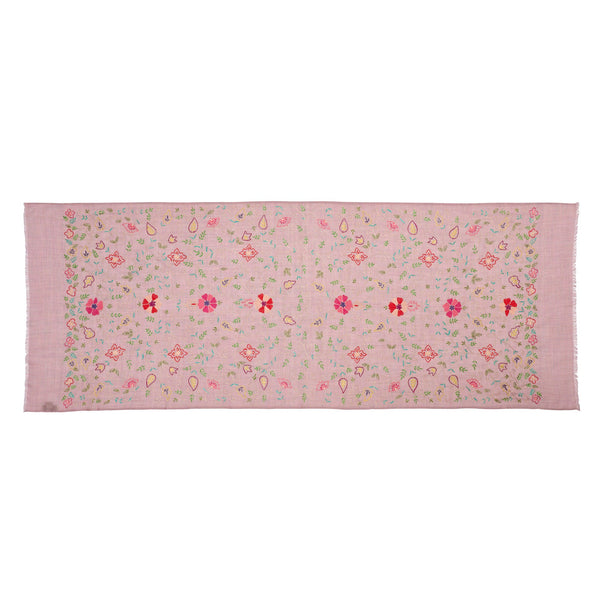 Pink Floral Embroidery Scarf