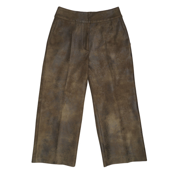 T.Ba Khaki York Faux Leather Trousers